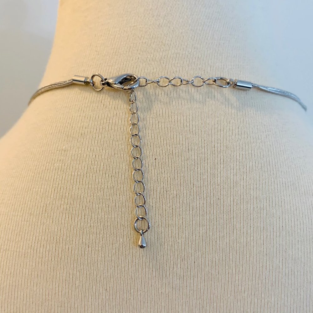 Tan Leather + Silver Link Adjustable Necklace - Picture 7 of 7